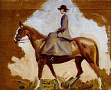 Sir Alfred James Munnings Famous Paintings - Lady Munnings On Horseback